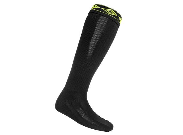 UMBRO City Fotb.Str Sort/Neongul 40-44 Solide strømper - god passform 